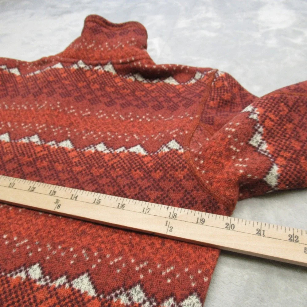 The North Face Sweatshirt Mens Small Red Aztec Gordon‎ Lyons Novelty 1/4 Zip